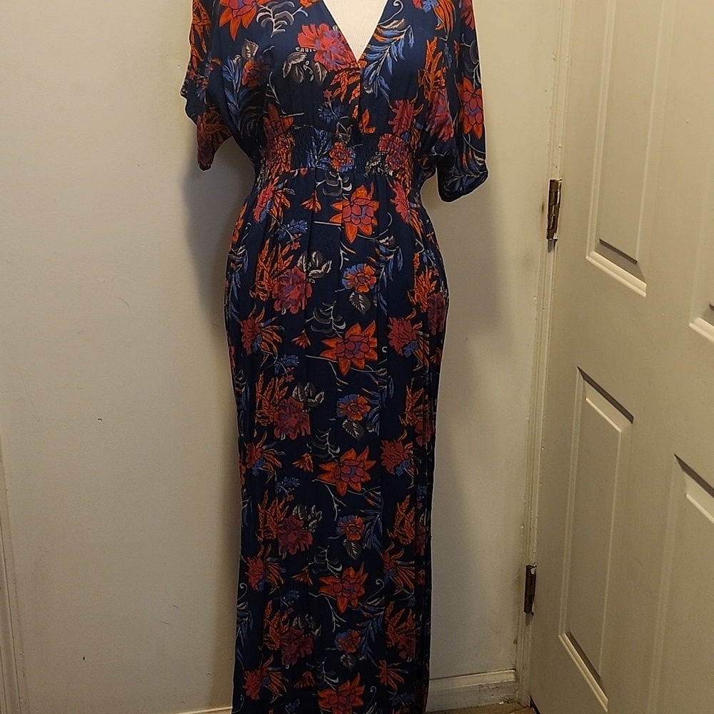 Umgee Colorful Floral Maxi Dress Cotton Blend